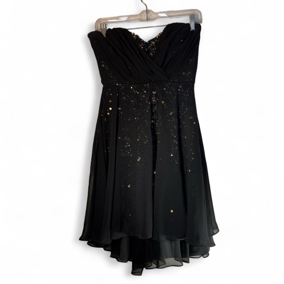 Badgley Mischka Strapless Black Dress with Sequins - Picture 3 of 11